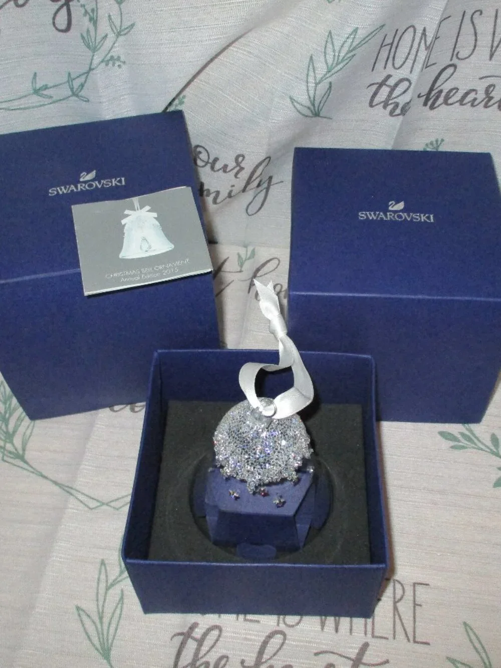 Swarovski Crystal Bell Star Glass Ornament  in box